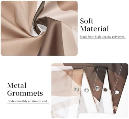 Brown Striped Stall Shower Curtain with Hooks, 36x72 Inch
