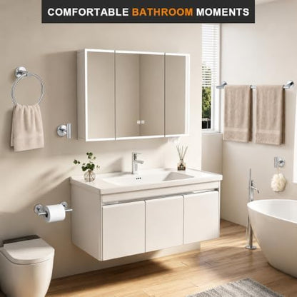 5Piece Polished Chrome Bathroom Hardware Accessories Set, 24" Towel Bar Set