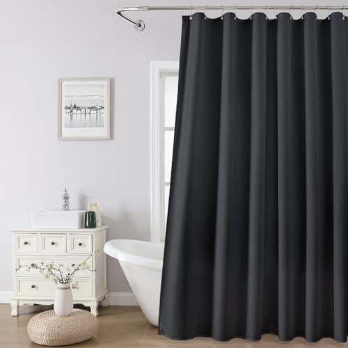 2 Pack Water-Repellent Fabric Shower Curtain Liner, 72x72 Black