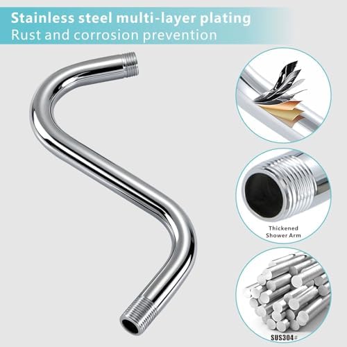 Shower Extension Arm With Flange, 8 Inch, Chrome