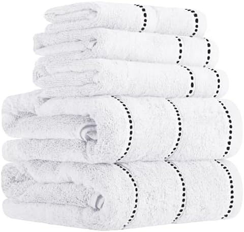 Lavish Home Bathroom Towels Set, Bathroom Accessories, White, Set of 6