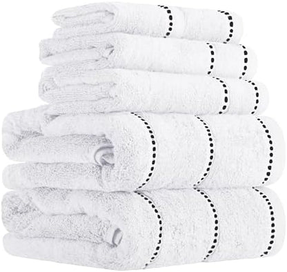 Lavish Home Bathroom Towels Set, Bathroom Accessories, White, Set of 6