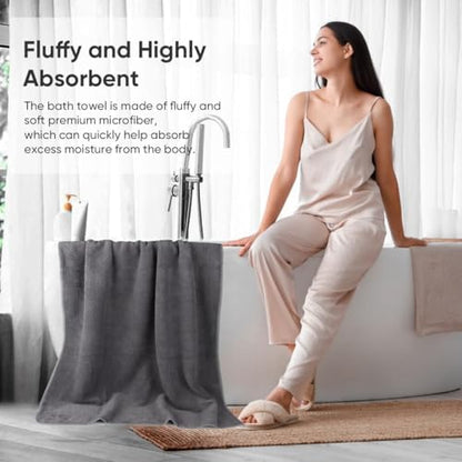 HOMEXCEL 4PK Bath Towel Set, 30x60 in, Absorbent Large Towels for Bathroom