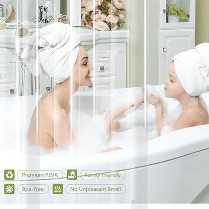 Seenus Clear Stall Shower Curtain Liner with 3 Large Magnets, 54 x 72 Inch Bpa-Free PEVA 8G Plastic Shower Liner Weighted, Waterproof Transparent Bathroom Shower Curtain Inner Liner