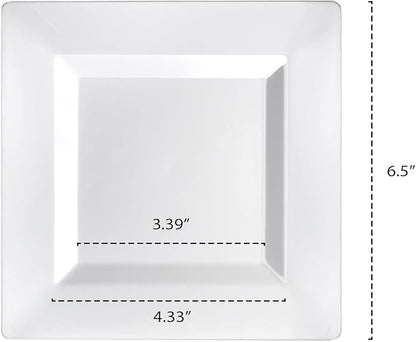 Party Essentials Party Supplies Disposable Classic Square Plastic Plates For Wedding/All Occasions, 6.5", 70-Count, White