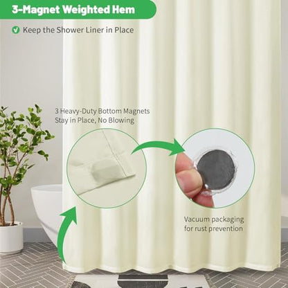 eachope Waterproof Fabric Shower Curtain Liner,72x72 Inch Cream,1 Pack