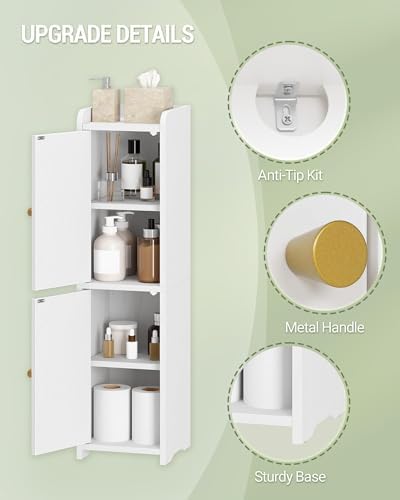 Hzuaneri Bathroom Storage Cabinet, Small Corner Floor Cabinet with 2 Doors