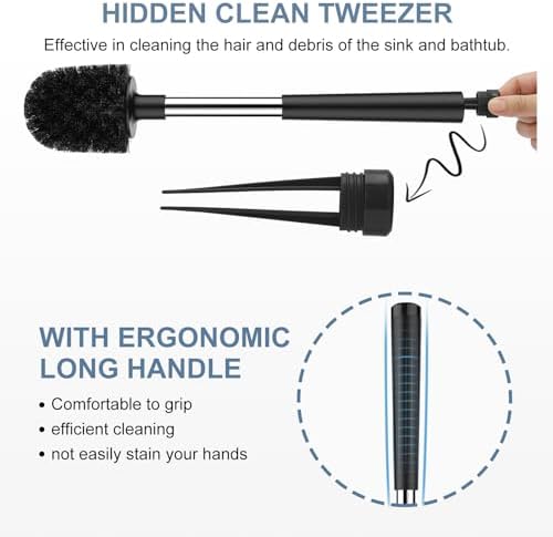 SetSail Toilet Brush and Holder, Self Closing Lid Toilet Bowl Brushes Holder and Extra Long Handle Ventilated Toilet Brush Set for Bathroom Cleaning, Nylon Bristles, 2 Packs-Black