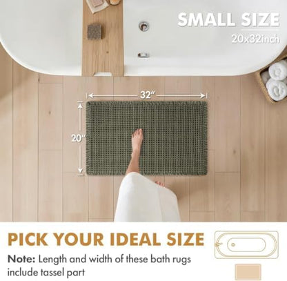 MIULEE Set of 2 Waffle Bathroom Rugs Boho Bath Mat Green 20x32 Inch