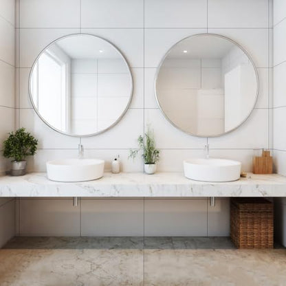 Sunniry Silver Bathroom Mirror 30 inch, 2 Pack Wall Mirror with Metal Frame