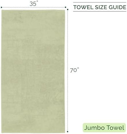 Elegant Comfort 100% Turkish Cotton Corduroy Ribbed Luxury Jumbo Bath Towel Ultra Soft - 35 x 70 Inch - Luxury Spa Premium Hotel Quality Highly Absorbent and Quick Dry Large Bath Towel, Mint Green