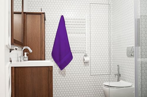 Bath Towels Pack of 6 – 24" x 50" – 100% Cotton Terry, Soft, Quick-Dry & Highly Absorbent – Purple Towels for Bathroom, Spa, Gym, Hotel, Pool & Everyday Use