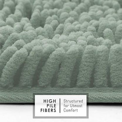Hearth & Harbor Bathroom Rugs, Chenille Bath Mat - Machine Washable Bath Mats for Bathroom Non-Slip Backing Rubber, Quick Dry Bathroom Mat, 17 x 24 - Ice Green