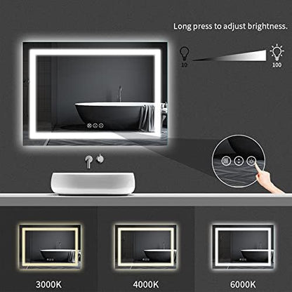 Amorho LED Bathroom Mirror 48"X32" with Front Light and Backlit