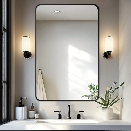 Delma Bathroom Vanity Mirror, Black Framed Mirror for Over Sink, 36x24