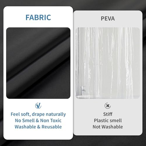 1 Pack Water-Repellent Fabric Shower Curtain Liner, 72x78 Black