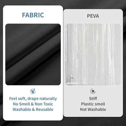 1 Pack Water-Repellent Fabric Shower Curtain Liner, 72x66 Black