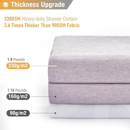BTTN Lavender Linen Textured Waterproof Fabric Shower Curtain Set, 72x72