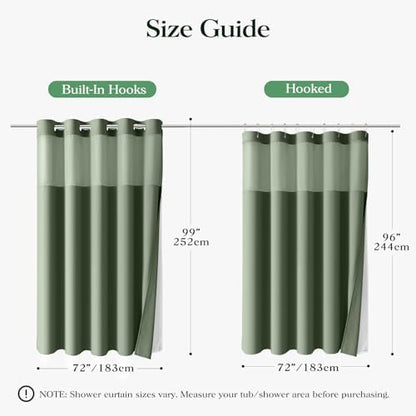 Dynamene Sage Green Hook Free Waffle Shower Curtain & Snap-in Liner,72x99