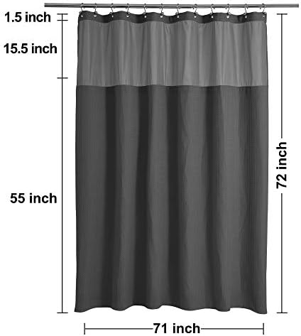 N&Y HOME Waffle Weave Shower Curtain with Snap Liner 71x72, Graphite Gray