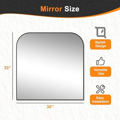 Delma 30"x30" Black Metal Framed Bathroom Mirror for Over Sink