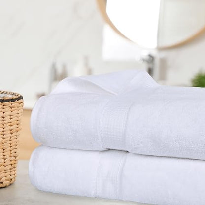 SUPERIOR Egyptian Cotton Pile Heavyweight Bath Sheet, 2 Piece Set, White