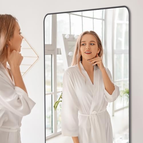 DESBING 36" x 48"Bathroom Mirror, Matte Black Wall Mirror with Metal Frame, Decorative Rectangular Vanity Mirror for Bedroom Bathroom Living Room Entryway (Horizontal/Vertical)