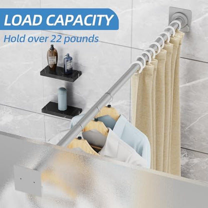 CorkLatta Matte Silver Shower Curtain Rod,1 Inch Diameter Stainless Steel Adjustable Spring Tension Rods 32 to 92",with Holders,Anti-Slip,Curtain Rods No Drilling(1 Pack)