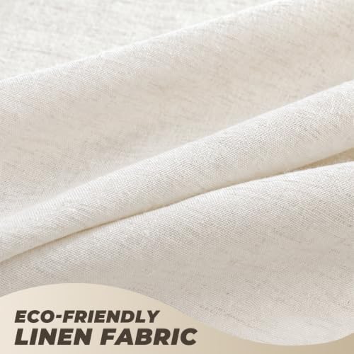 Linen Shower Curtain Boho Cream Shower Curtain with Tassels 60"L x 72"L