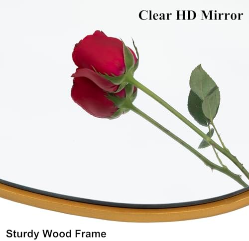 Irregular Asymmetrical Wall Mirror, 28x20 Inch Gold Bathroom Mirror