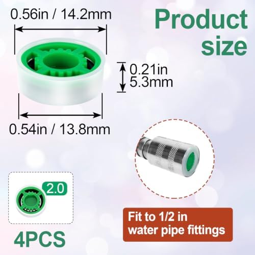 4Pcs Shower Flow Restrictor, Green Water Flow Reducer Control Value