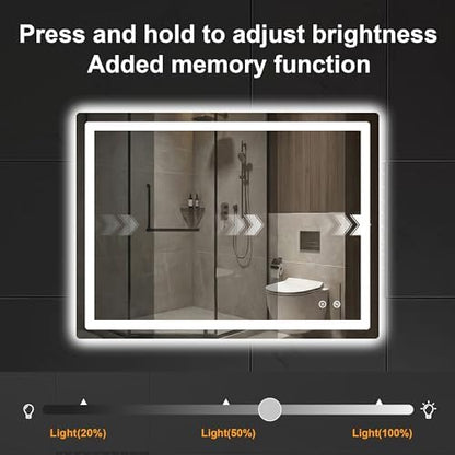 LED Bathroom Mirror with Lights, 30 x 40 Lighted Vanity Wall Mirror