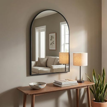 BEAUTYPEAK 28"x20" Arch Bathroom Wall Mirror, Black