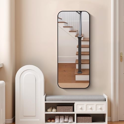 FORBATH Bathroom Mirror 20" x 48", Rectangle Black Bathroom Mirror with Black Aluminum Frame Rounded Corner, Wall Mounted Mirror for Bedroom Entryway Living Room