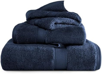 SUPERIOR Egyptian Cotton Ultra Plush & Absorbent, 3 Piece Set, Navy Blue