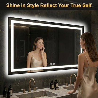 LED Bathroom Mirror with Light, 30x55 Vanity Mirror for Wall with Frame