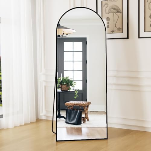 Dewfig Mirror Full Length, 64"X21" Arched Floor Mirror, Black