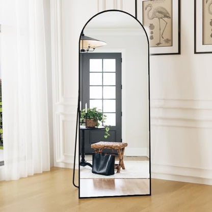 Dewfig Mirror Full Length, 64"X21" Arched Floor Mirror, Black