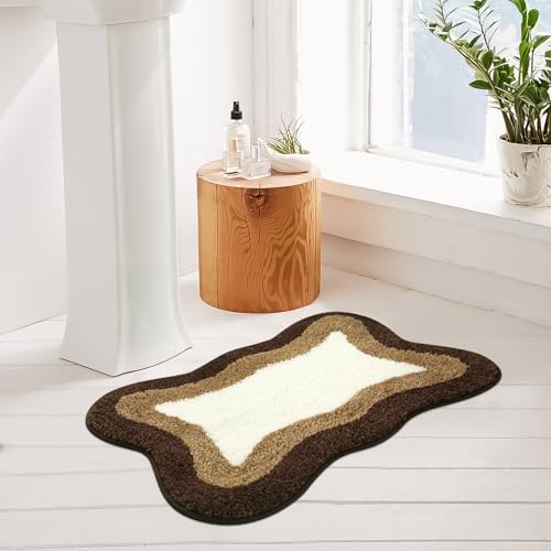 HAOCOO Bathroom Rugs Non Slip Washable, 18x25 inch Extra Soft Small Bath Mat, Microfiber Absorbent Cute Bath Mat Floor Carpet for Bathroom Indoor Door Mat Sink Tub Shower