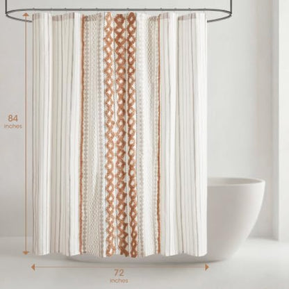 INK+IVY Extra Long Cotton Shower Curtain for Bathroom, Rose Clay, 72 x 84