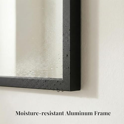 60"x30" Matte Black Wide Bathroom Wall Mirror for Double Vanity