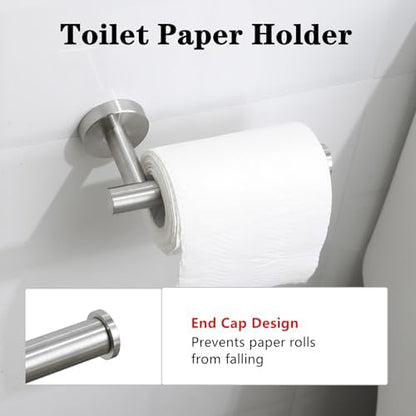 4 Piece Brushed Nickel Bathroom Hardware Set, Modern Towel Ring and Toilet Paper Holder Set,Wall Mounted, Durable SUS304 Stainless Steel Bathroom Accessories Set