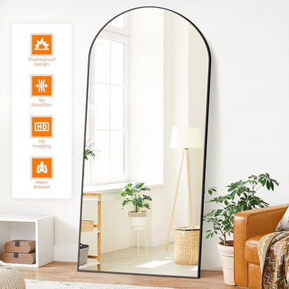 Arched Full Length Mirror, 75"x35" Standing Body Mirror for Wall, Black