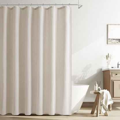 Naturoom Linen Shower Curtain 90 Inch Long for Bathroom Oatmeal 1 Panel