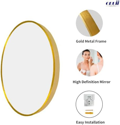Oruii Small Round Mirror, 16 inch Gold Circle Mirror, Gold Metal Frame