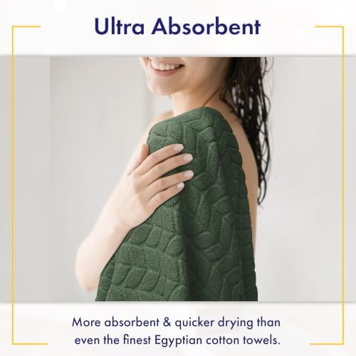 Alusa Home Ultra Soft & Stylish 700 GSM Luxury Bath Sheets | Pack of 2 | Extra Large 35x70 Inches | 100% Zero-Twist, Long-Staple Cotton | Remarkably Absorbent (Hunter Green)