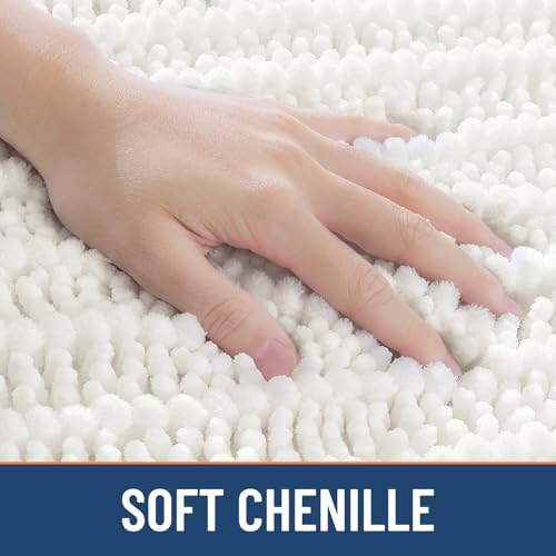 Smiry Bathroom Rugs 44X24, Extra Soft Rubber Backing Chenille Bath Mats