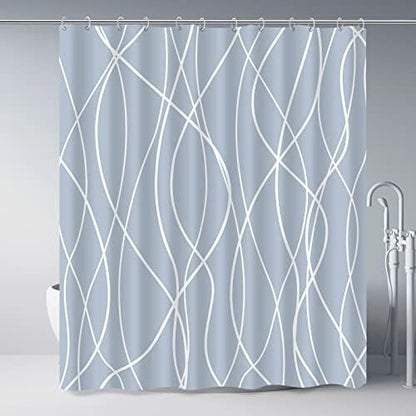 Striped Shower Curtain for Bathroom, Light Blue, 72" W x 72" L