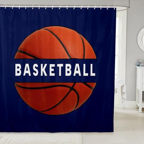 jejeloiu Basketball Shower Curtain 72"x72" Gaming Sports Bath Curtain for Boys Girls Teens Ball Games Bathroom Shower Curtain Set Women Men Gift for Basketball Lover Kids Bathroom Accessories