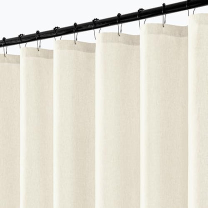 ANRODUO Ivory Extra Long Linen Fabric Shower Curtain Set - W72xL96